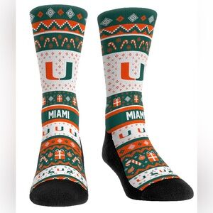 Miami Hurricanes Tacky Ugly Sweater Socks Sz. Men’s L/LX 9-13